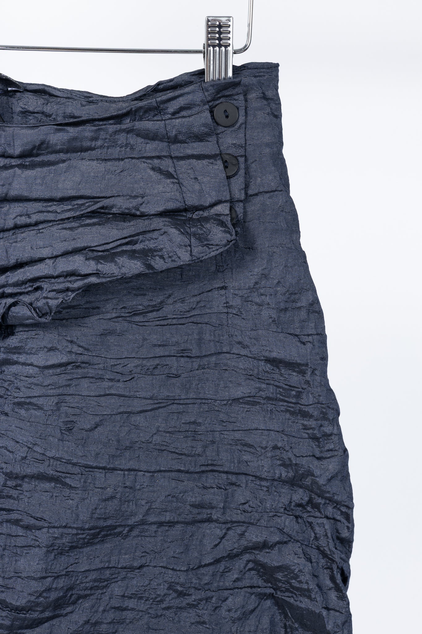 Sarah Pacini Navy Metallic Crinkled Bubble Skirt