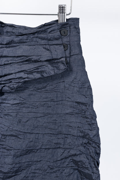 Sarah Pacini Navy Metallic Crinkled Bubble Skirt