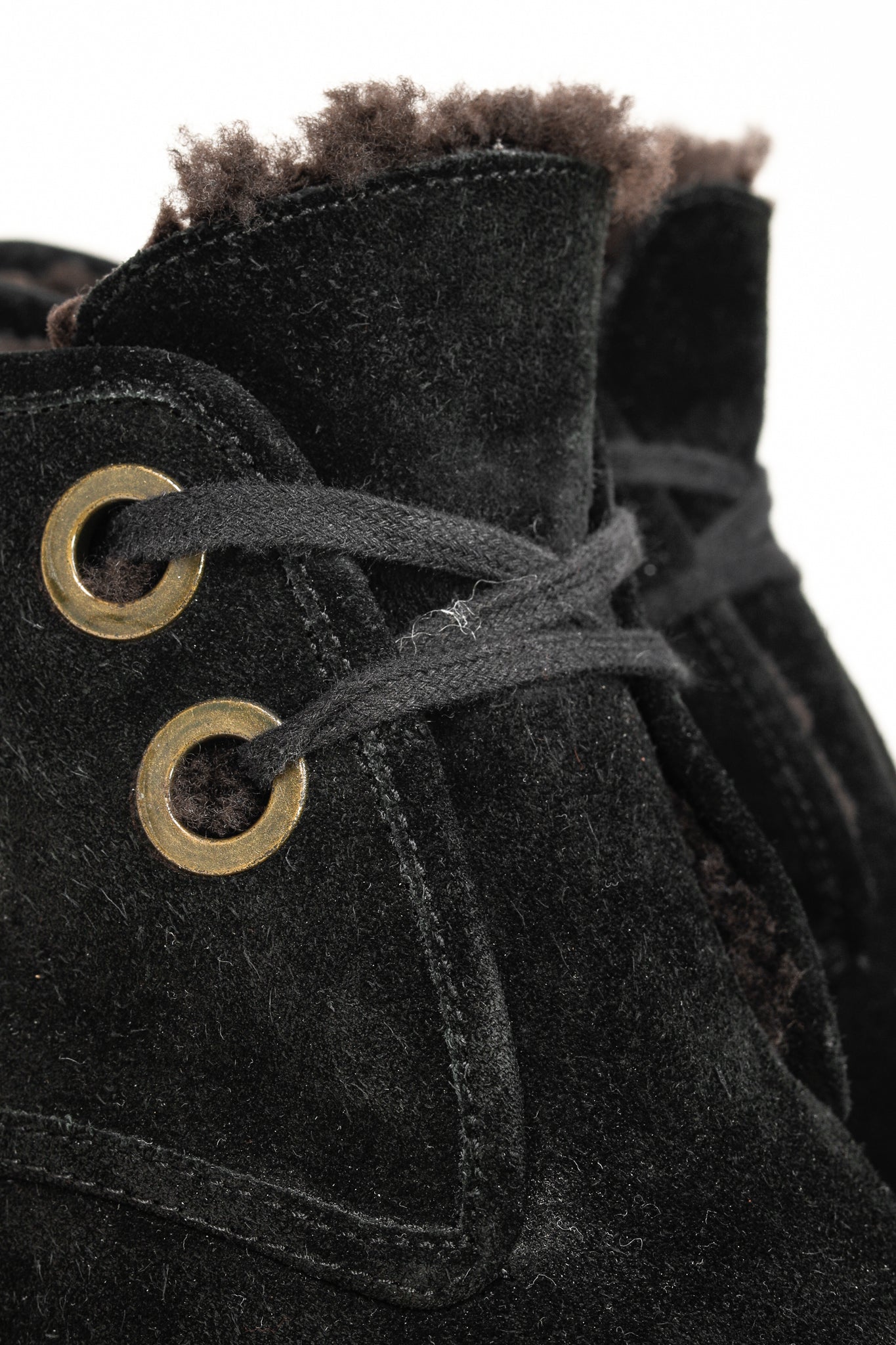 See by Chloe Ethel Black Shearling-Lined Suede Wedge Desert Booties