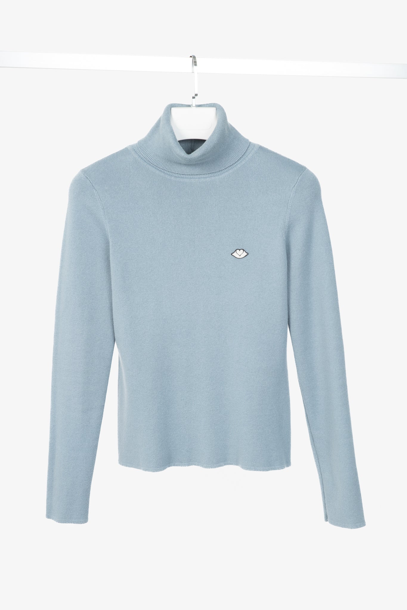 See by Chloe Dusty Blue Cotton & Wool Bisou Turtleneck