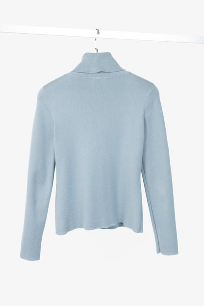 See by Chloe Dusty Blue Cotton & Wool Bisou Turtleneck