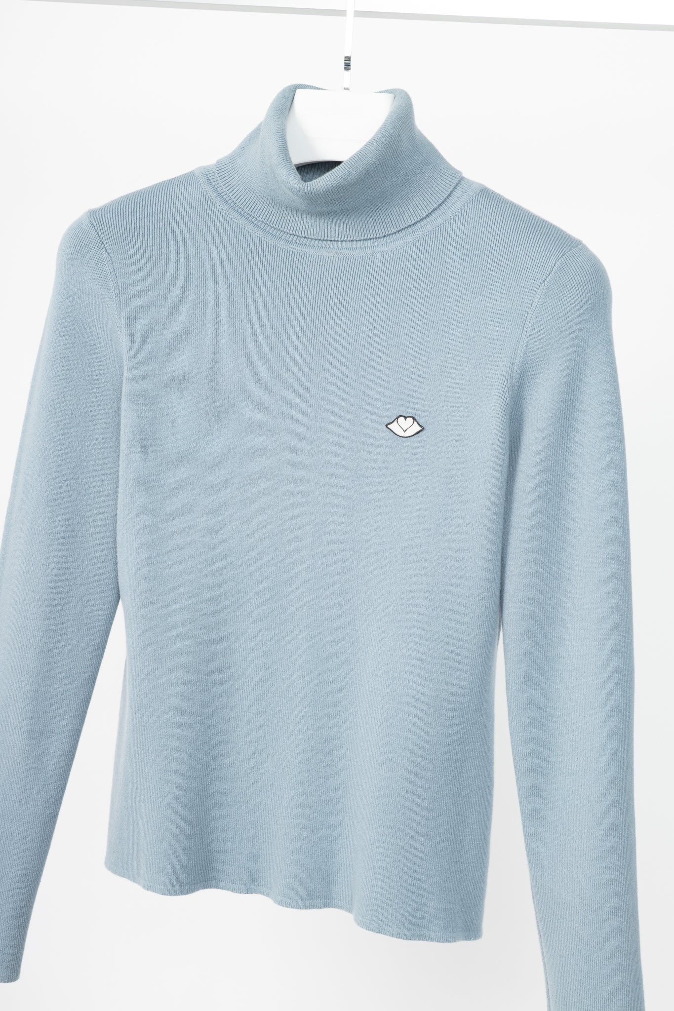 See by Chloe Dusty Blue Cotton & Wool Bisou Turtleneck