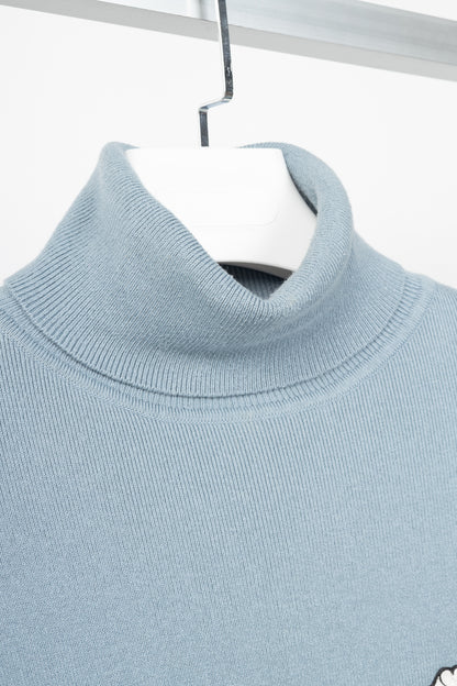See by Chloe Dusty Blue Cotton & Wool Bisou Turtleneck