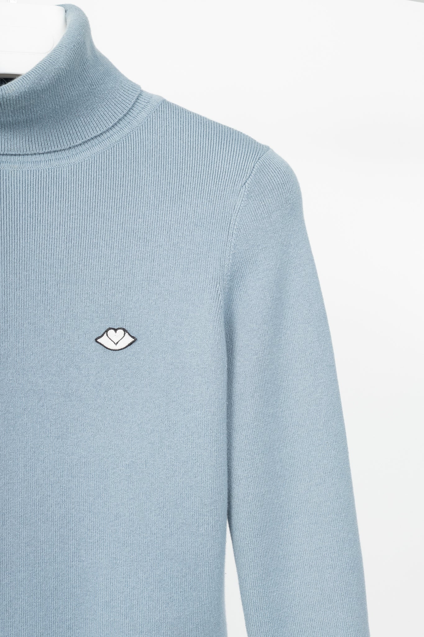 See by Chloe Dusty Blue Cotton & Wool Bisou Turtleneck