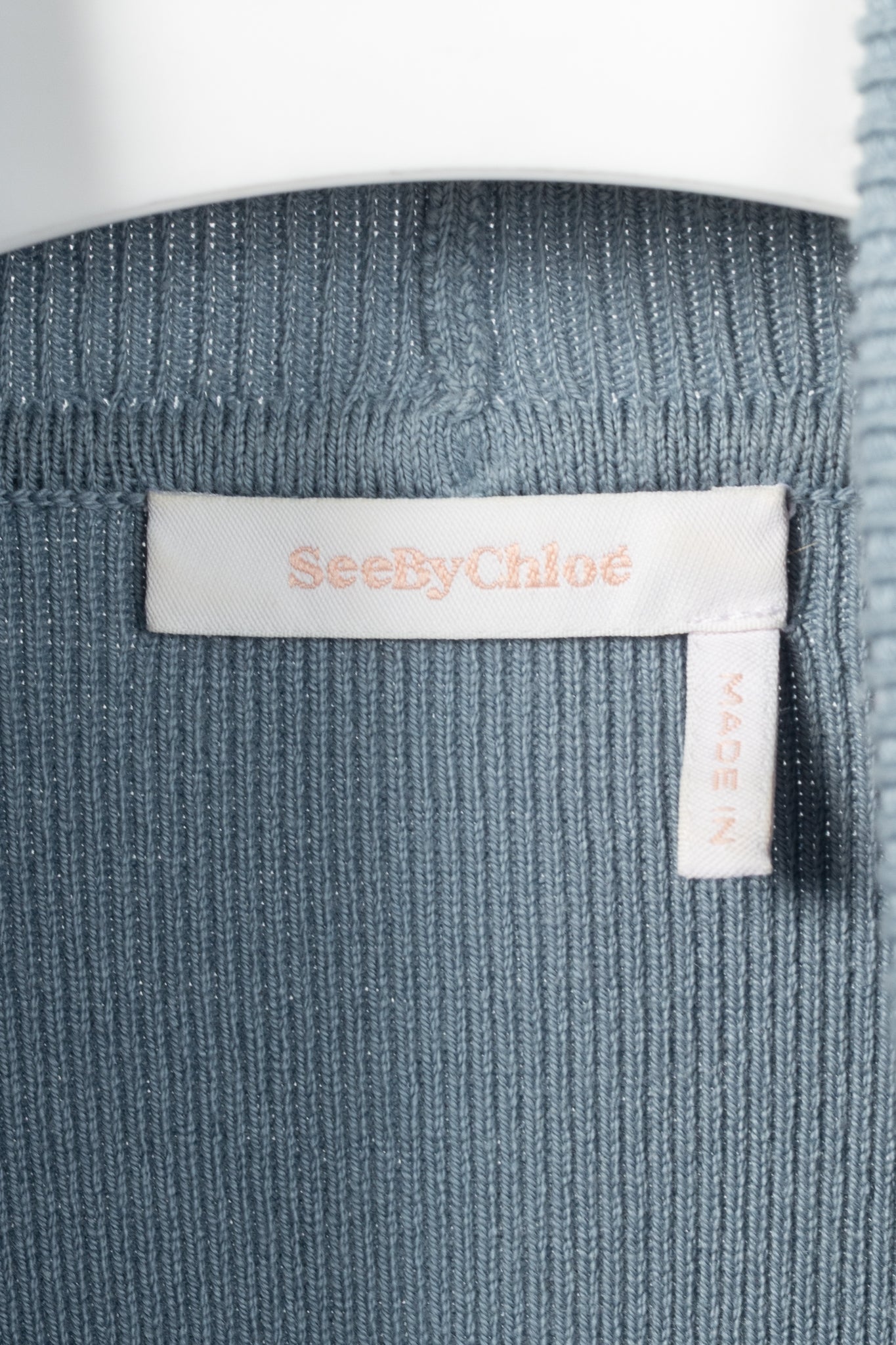 See by Chloe Dusty Blue Cotton & Wool Bisou Turtleneck