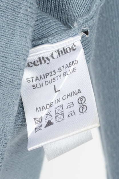 See by Chloe Dusty Blue Cotton & Wool Bisou Turtleneck