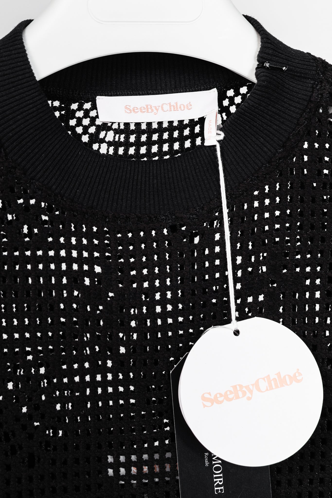See by Chloe Black Crochet Long-Sleeve Mini Dress – Blogger Armoire
