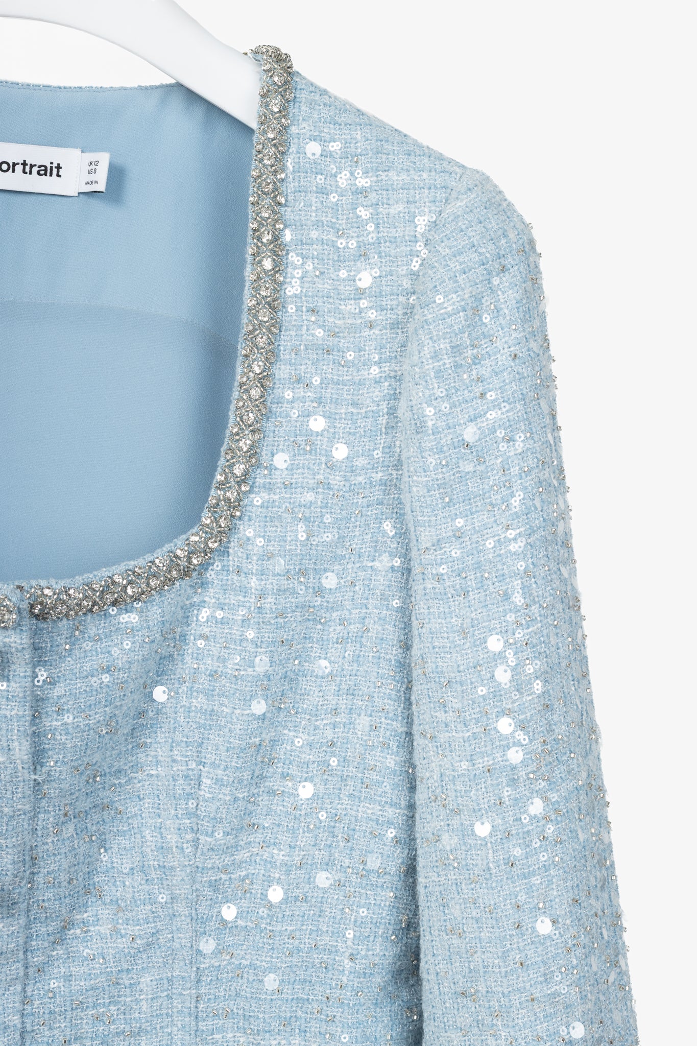 Self-Portrait SS24 Blue Sequin Boucle Feather Mini Dress