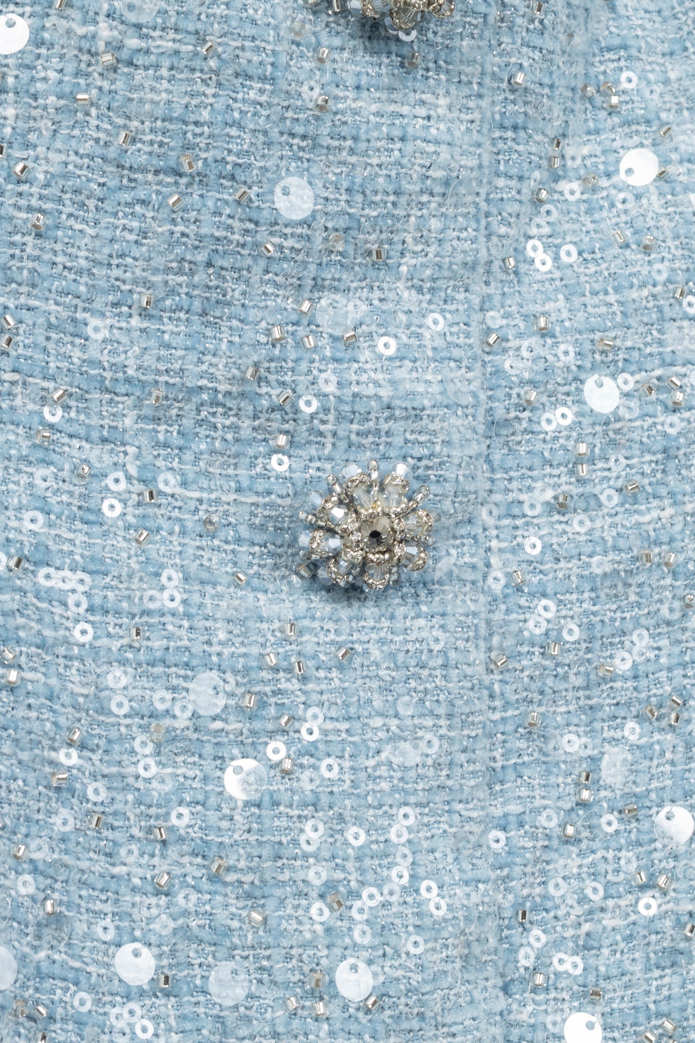 Self-Portrait SS24 Blue Sequin Boucle Feather Mini Dress