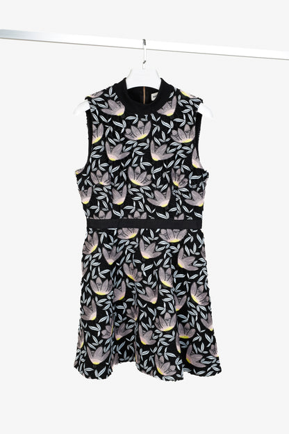 Self-Portrait Resort 2017 Black Blue Peony Floral Lace Sleeveless Dress