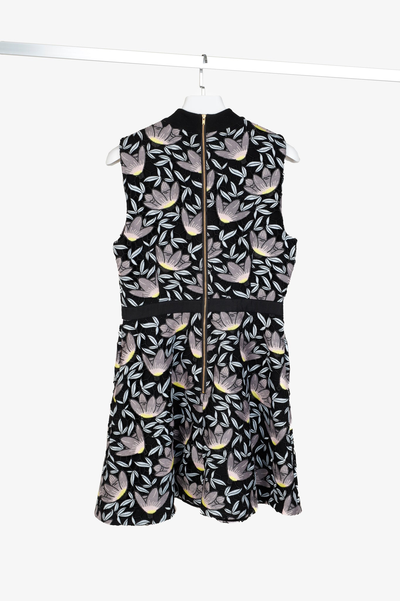 Self-Portrait Resort 2017 Black Blue Peony Floral Lace Sleeveless Dress
