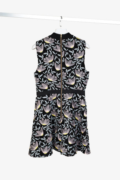 Self-Portrait Resort 2017 Black Blue Peony Floral Lace Sleeveless Dress