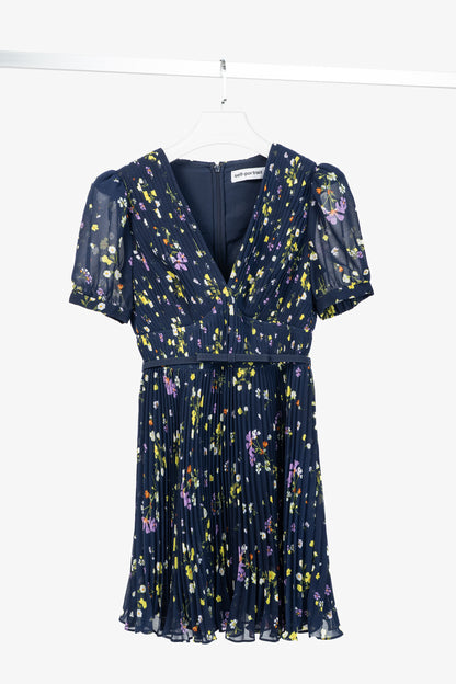 Self-Portrait SS/24 Navy Floral Chiffon Mini Dress