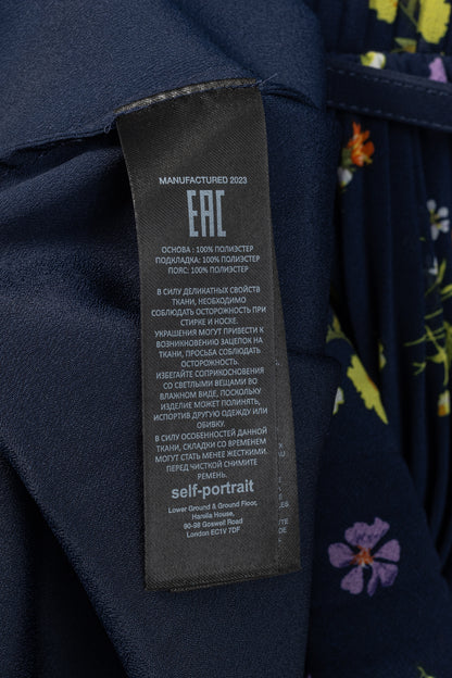 Self-Portrait SS/24 Navy Floral Chiffon Mini Dress