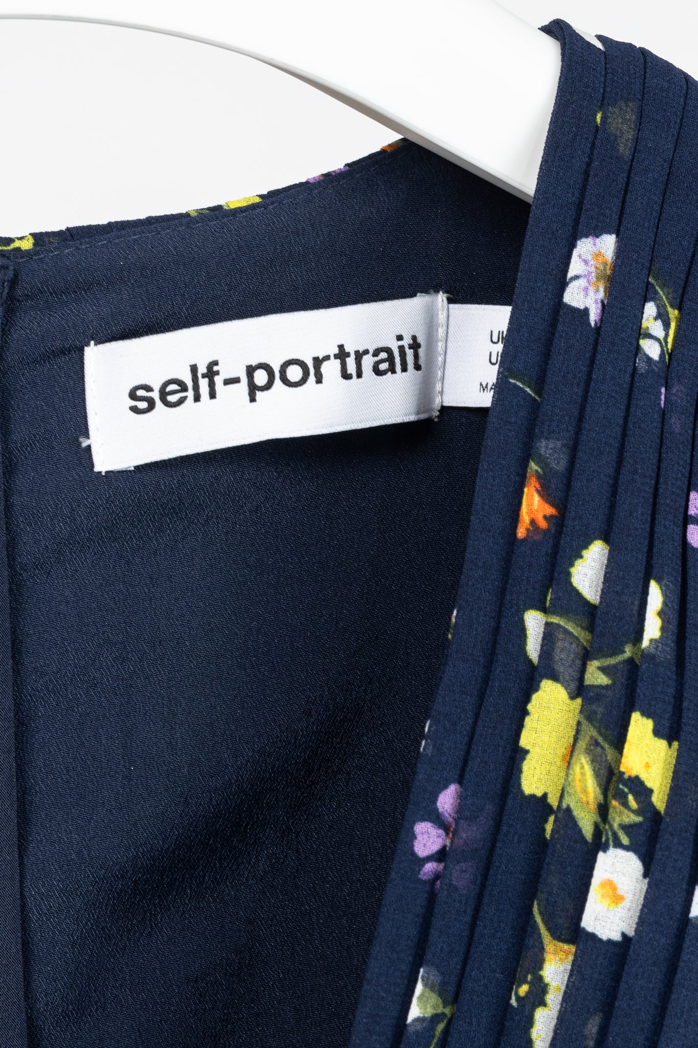 Self-Portrait SS/24 Navy Floral Chiffon Mini Dress