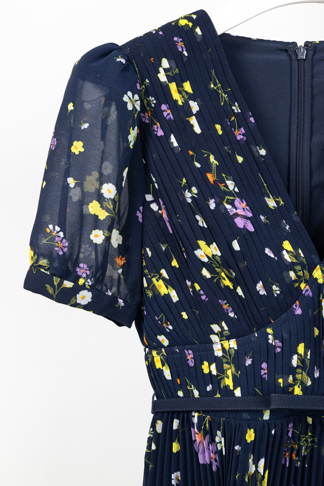 Self-Portrait SS/24 Navy Floral Chiffon Mini Dress