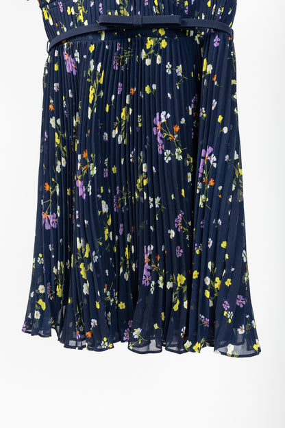 Self-Portrait SS/24 Navy Floral Chiffon Mini Dress