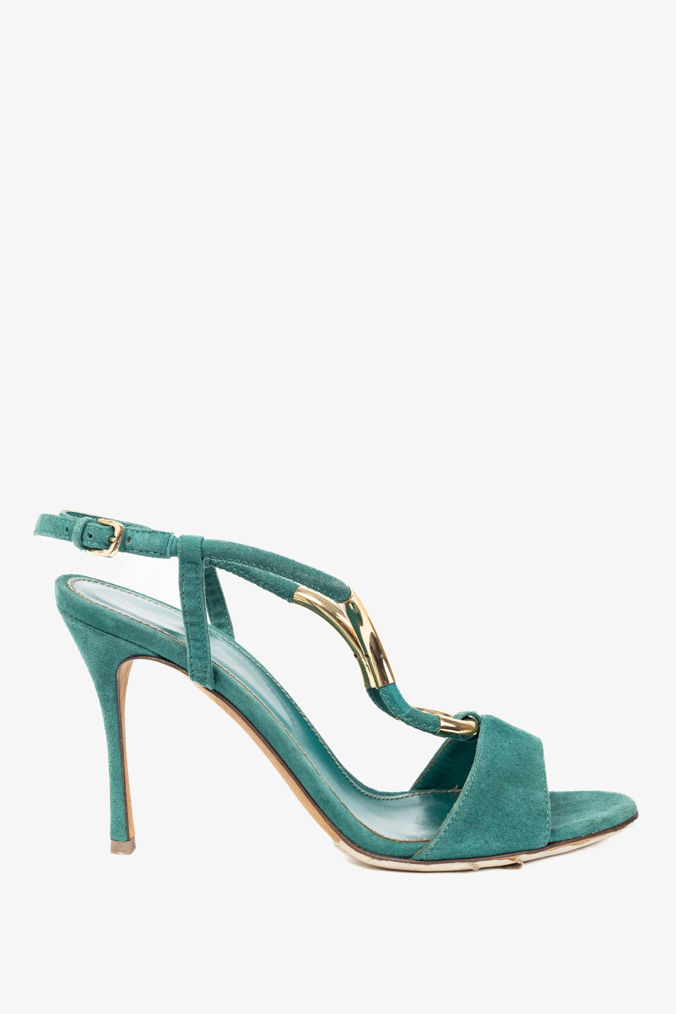Sergio Rossi Twist Radiant Green Goat Suede Sandals