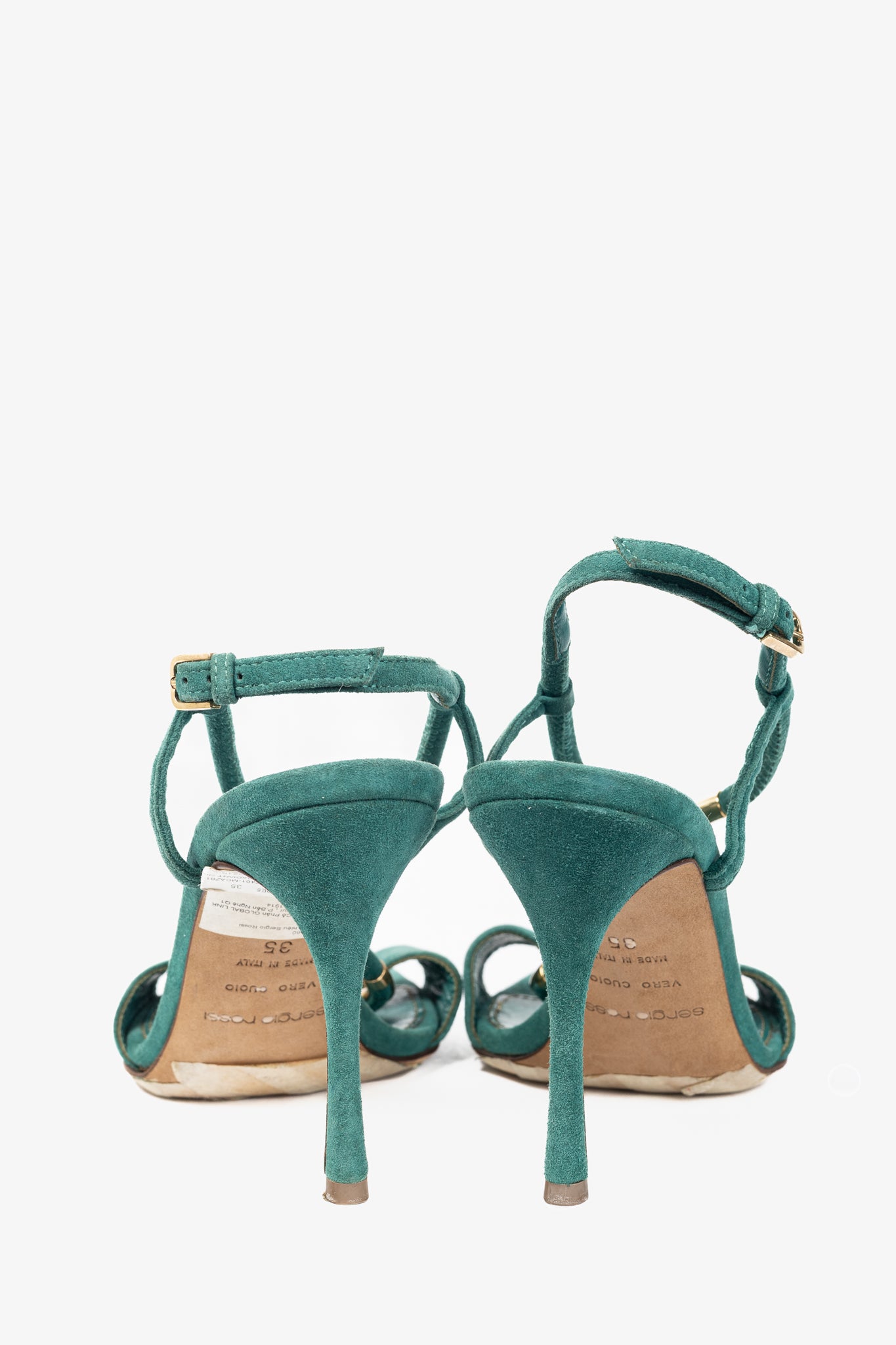 Sergio Rossi Twist Radiant Green Goat Suede Sandals