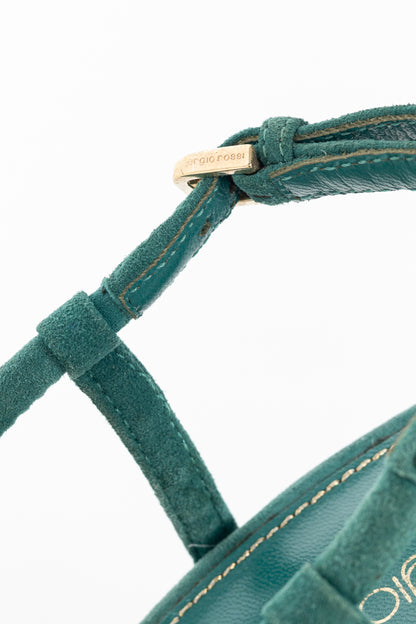 Sergio Rossi Twist Radiant Green Goat Suede Sandals