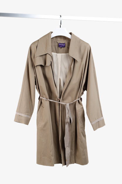 Sharon Wauchob Khaki Cotton Twill Tie-Waist Coat