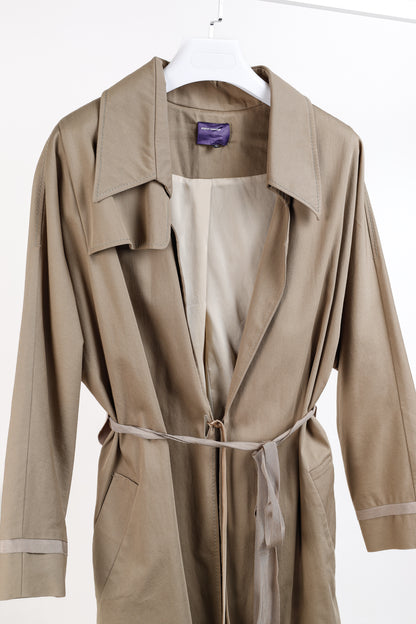 Sharon Wauchob Khaki Cotton Twill Tie-Waist Coat