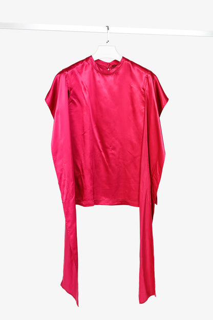 Sies Marjan Pink Viscose-Satin Open-Sleeve Blouse