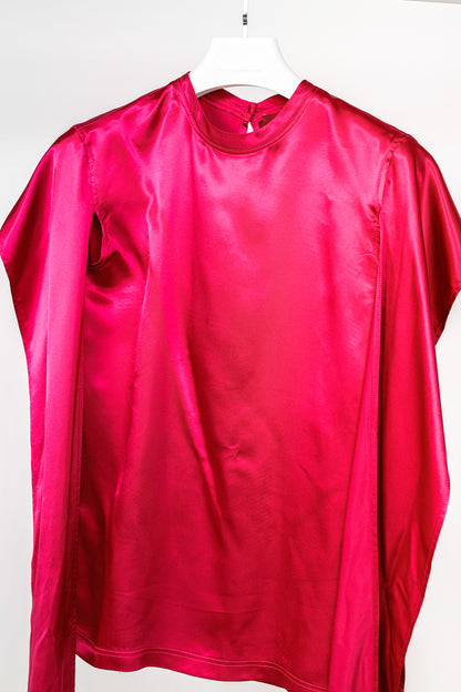 Sies Marjan Pink Viscose-Satin Open-Sleeve Blouse