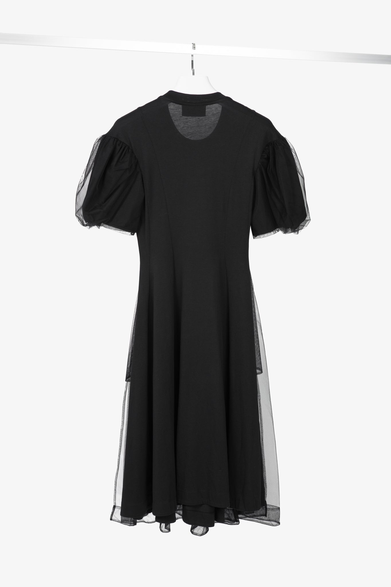 Simone Rocha Black Cotton Tulle-Overlay A-Line Midi Dress