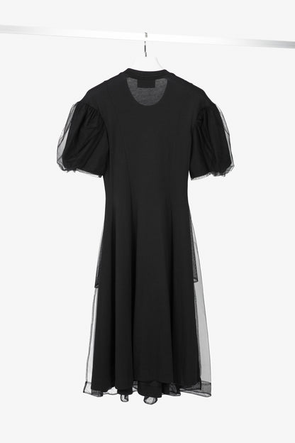 Simone Rocha Black Cotton Tulle-Overlay A-Line Midi Dress