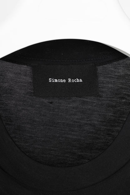 Simone Rocha Black Cotton Tulle-Overlay A-Line Midi Dress