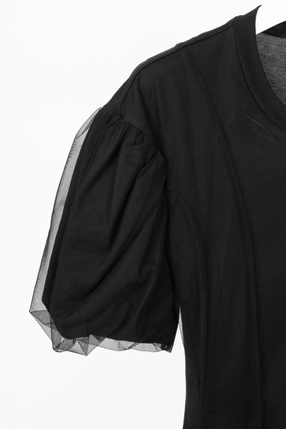 Simone Rocha Black Cotton Tulle-Overlay A-Line Midi Dress