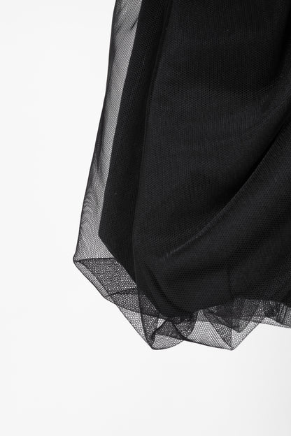 Simone Rocha Black Cotton Tulle-Overlay A-Line Midi Dress