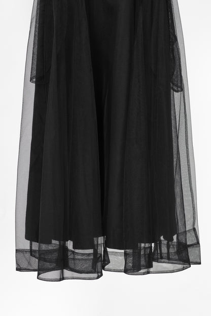 Simone Rocha Black Cotton Tulle-Overlay A-Line Midi Dress