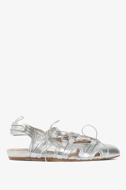 Simone Rocha Silver Sporty Lace-Up Ballet Flats