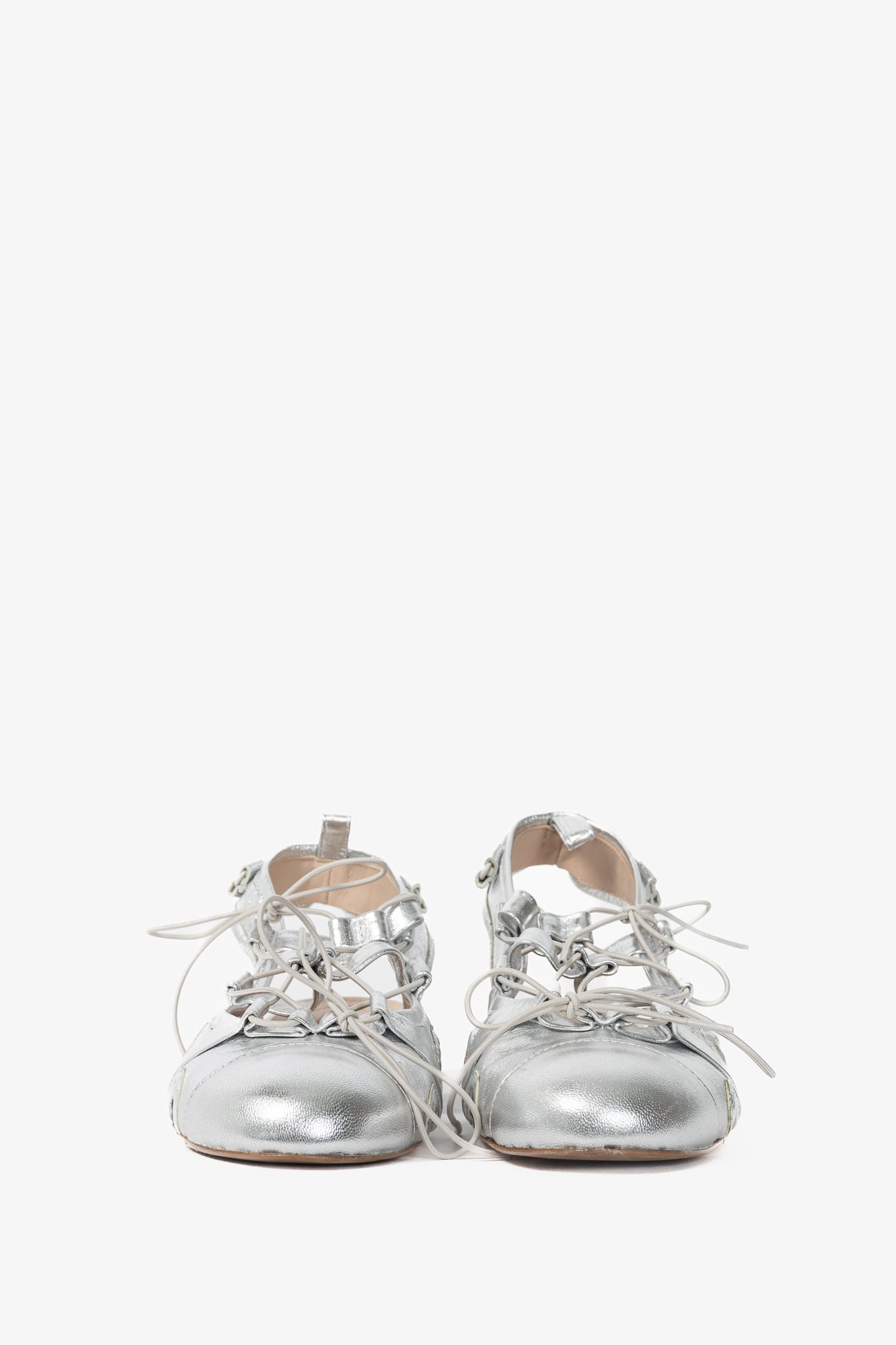 Simone Rocha Silver Sporty Lace-Up Ballet Flats