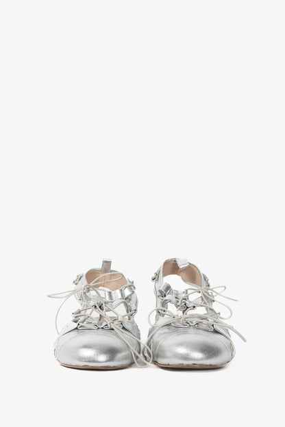 Simone Rocha Silver Sporty Lace-Up Ballet Flats