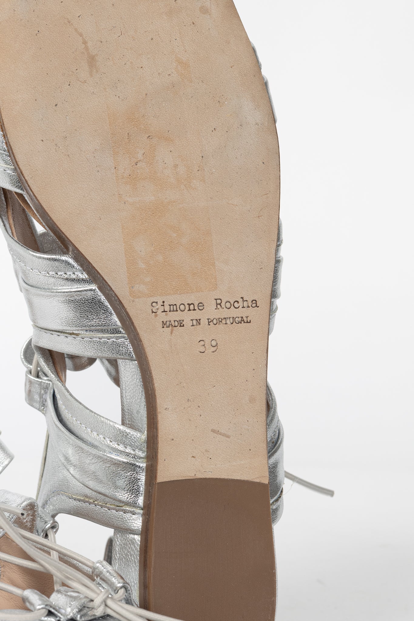 Simone Rocha Silver Sporty Lace-Up Ballet Flats