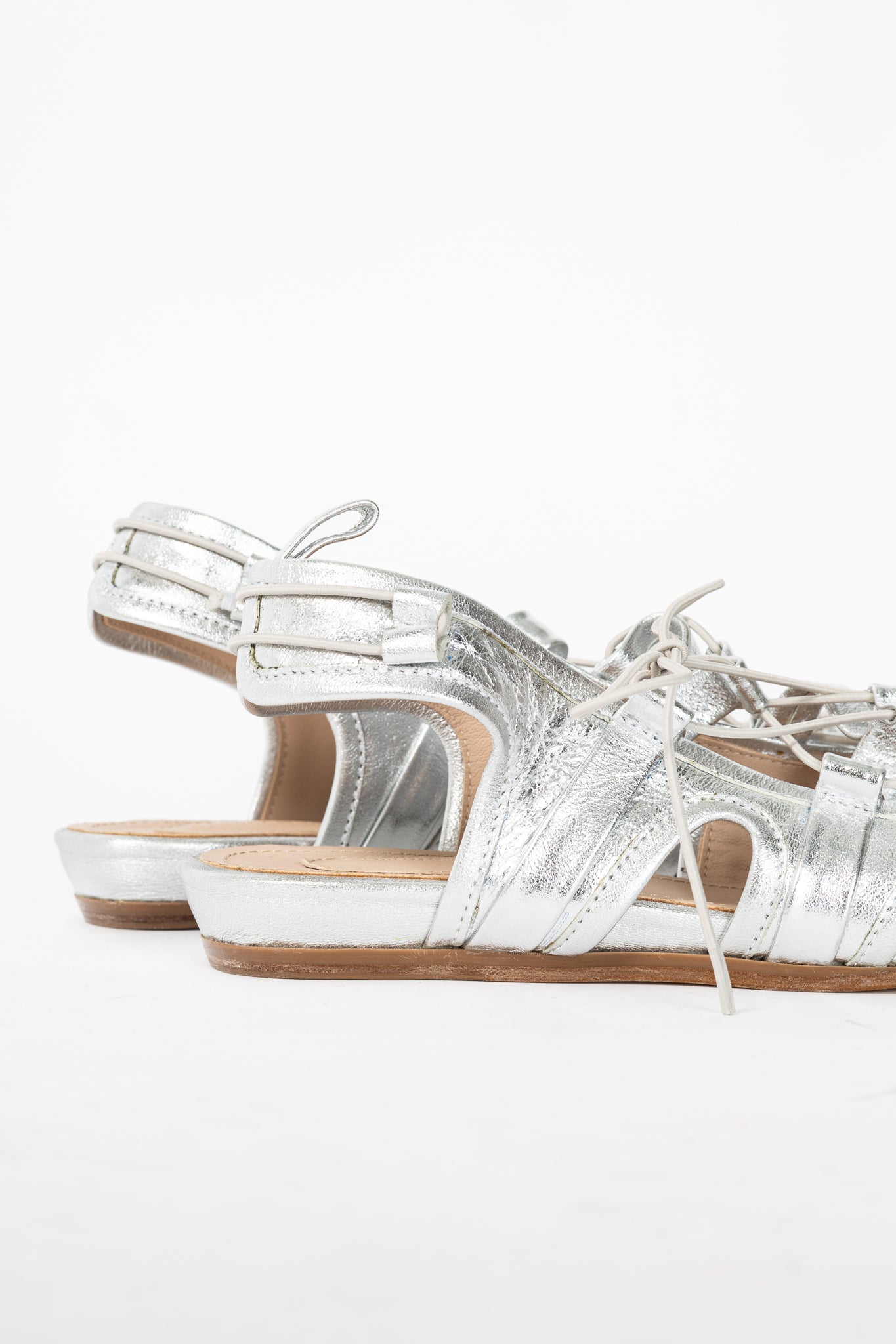 Simone Rocha Silver Sporty Lace-Up Ballet Flats