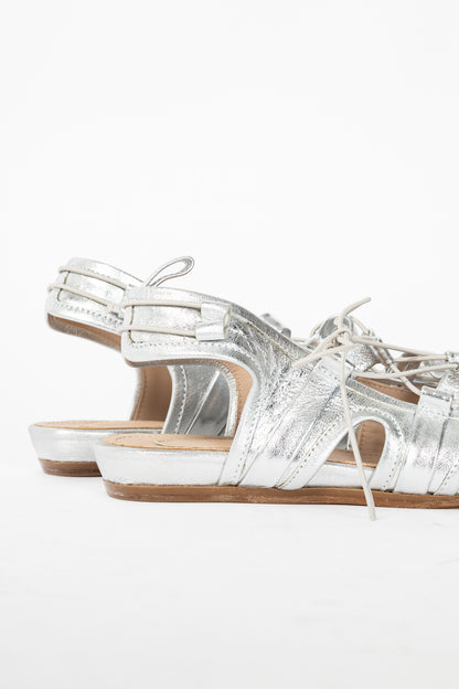 Simone Rocha Silver Sporty Lace-Up Ballet Flats