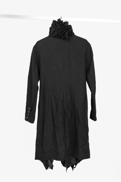 Sinclaire 10 Black Wool Ruffled-Front Coat