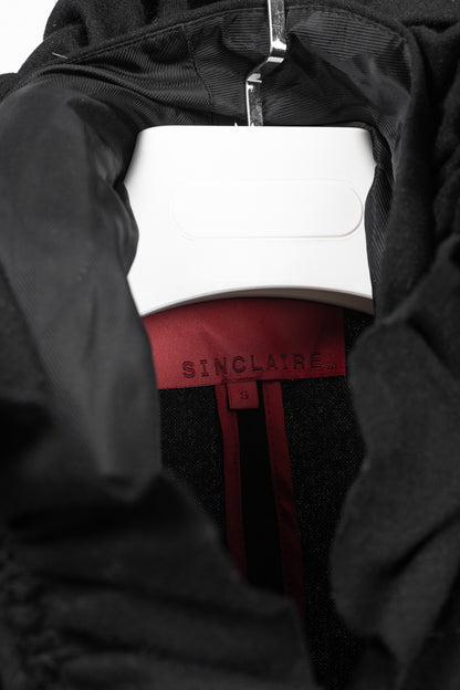 Sinclaire 10 Black Wool Ruffled-Front Coat