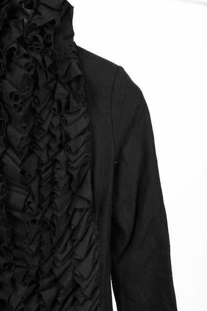 Sinclaire 10 Black Wool Ruffled-Front Coat