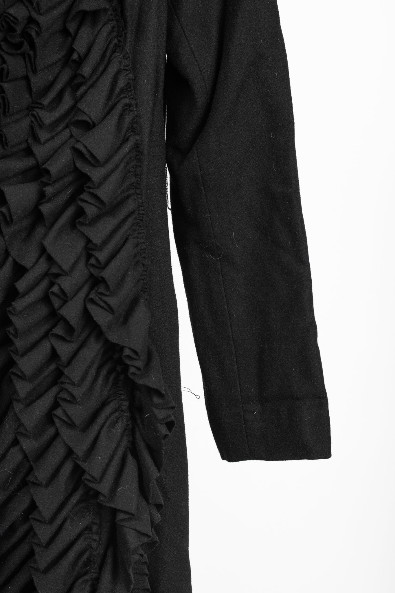 Sinclaire 10 Black Wool Ruffled-Front Coat