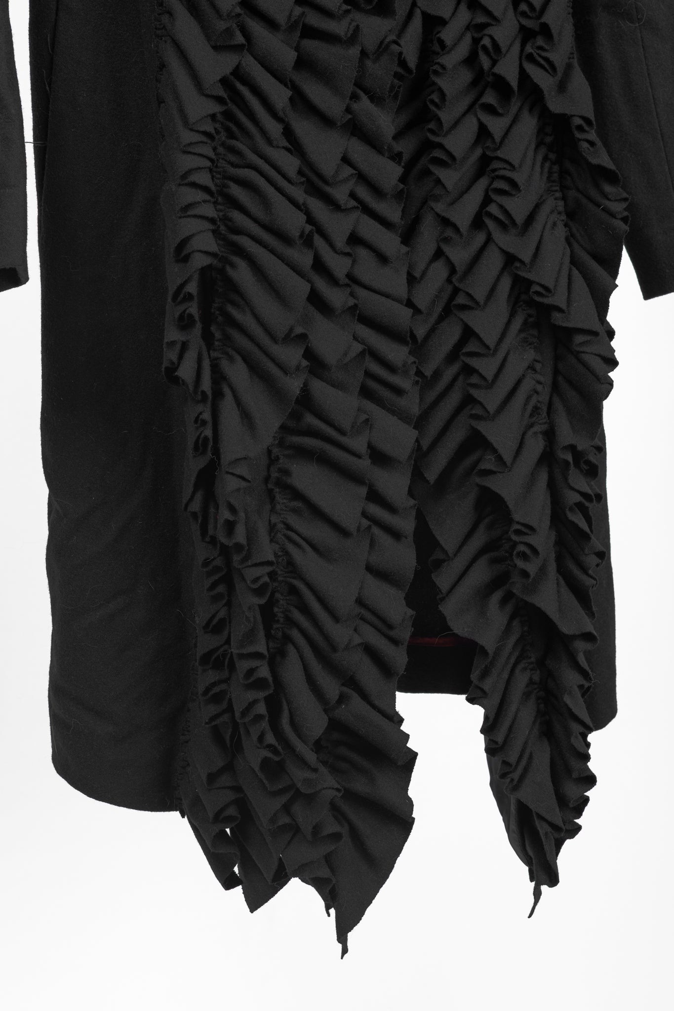 Sinclaire 10 Black Wool Ruffled-Front Coat