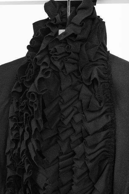 Sinclaire 10 Black Wool Ruffled-Front Coat