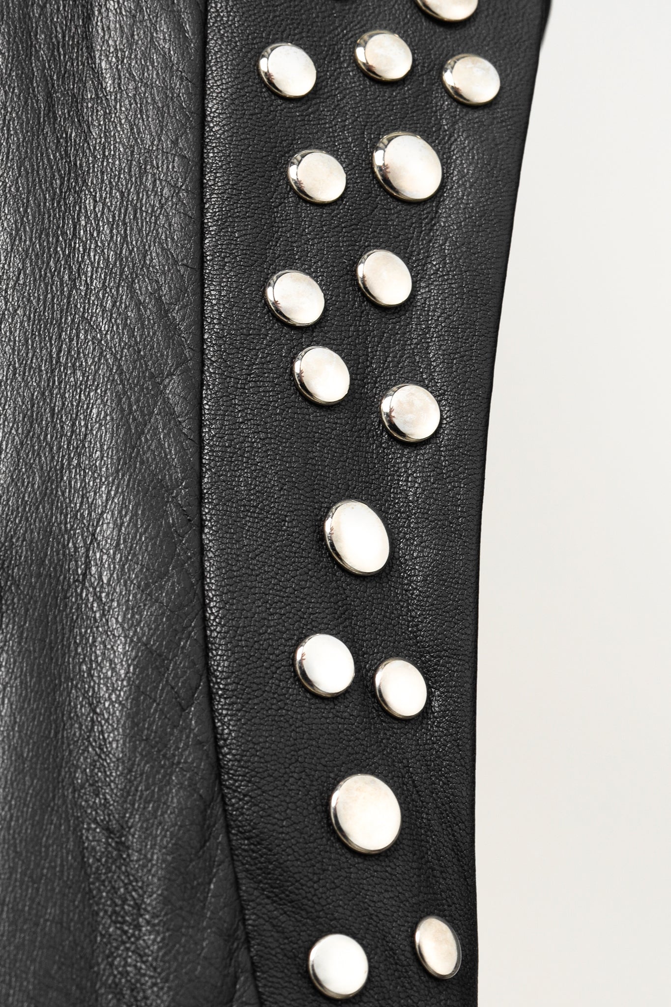 Sita Murt Black Leather Studded Sleeveless Mini Dress