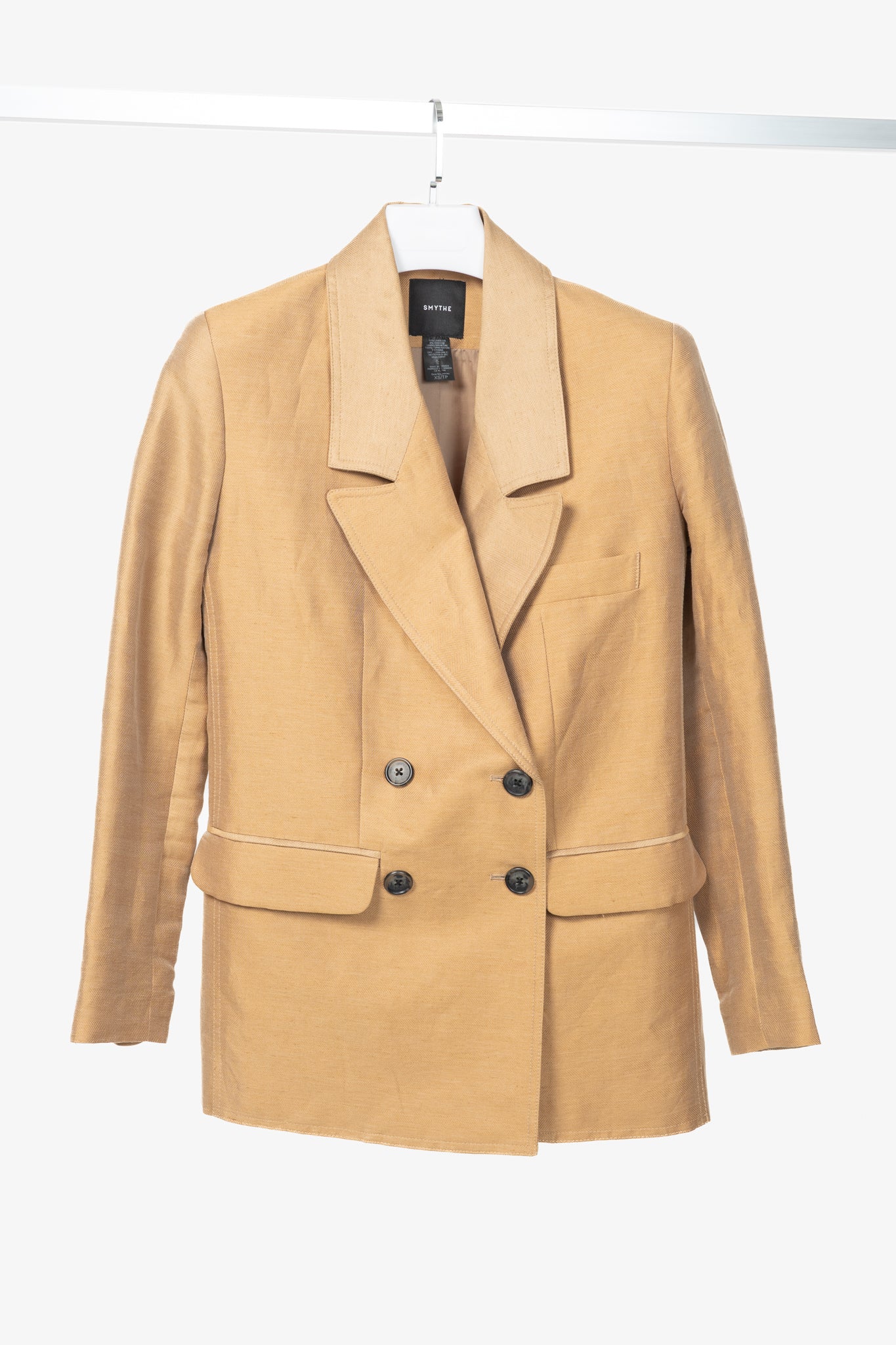 Smythe Tan Herringbone Oversized Double-Breasted Blazer