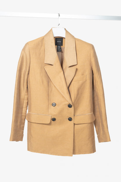 Smythe Tan Herringbone Oversized Double-Breasted Blazer