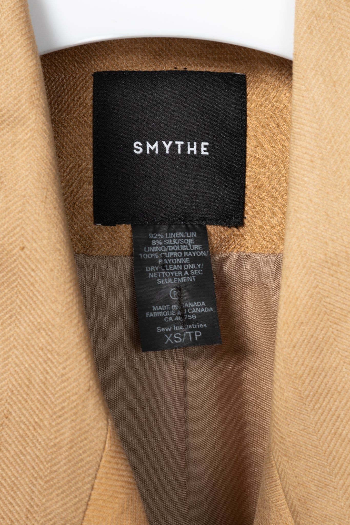 Smythe Tan Herringbone Oversized Double-Breasted Blazer